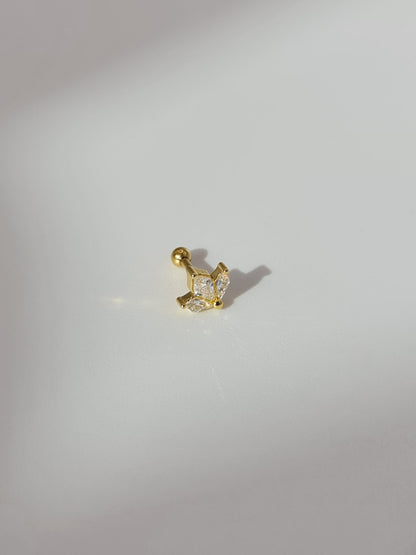 The Blake 18k Gold Plated Titanium Steel Cubic Zirconia Cluster Cartilage Lobe Stud Earring.