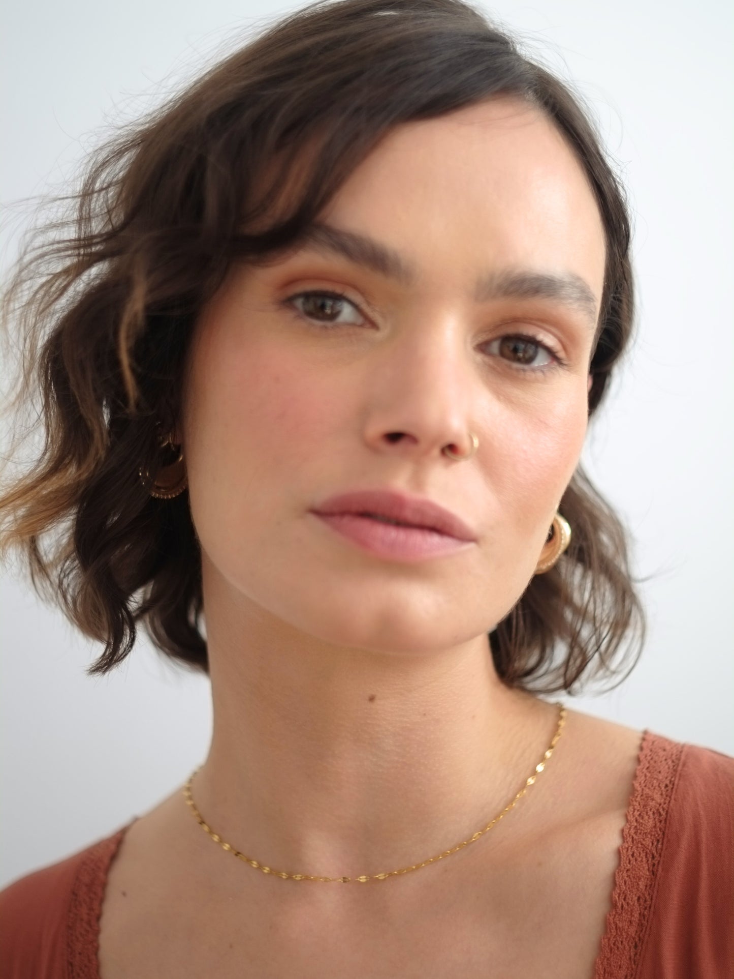 The Talisman Compass & Flora Delicate Chain Necklace Set in 18k Gold Plated Stainless Steel.