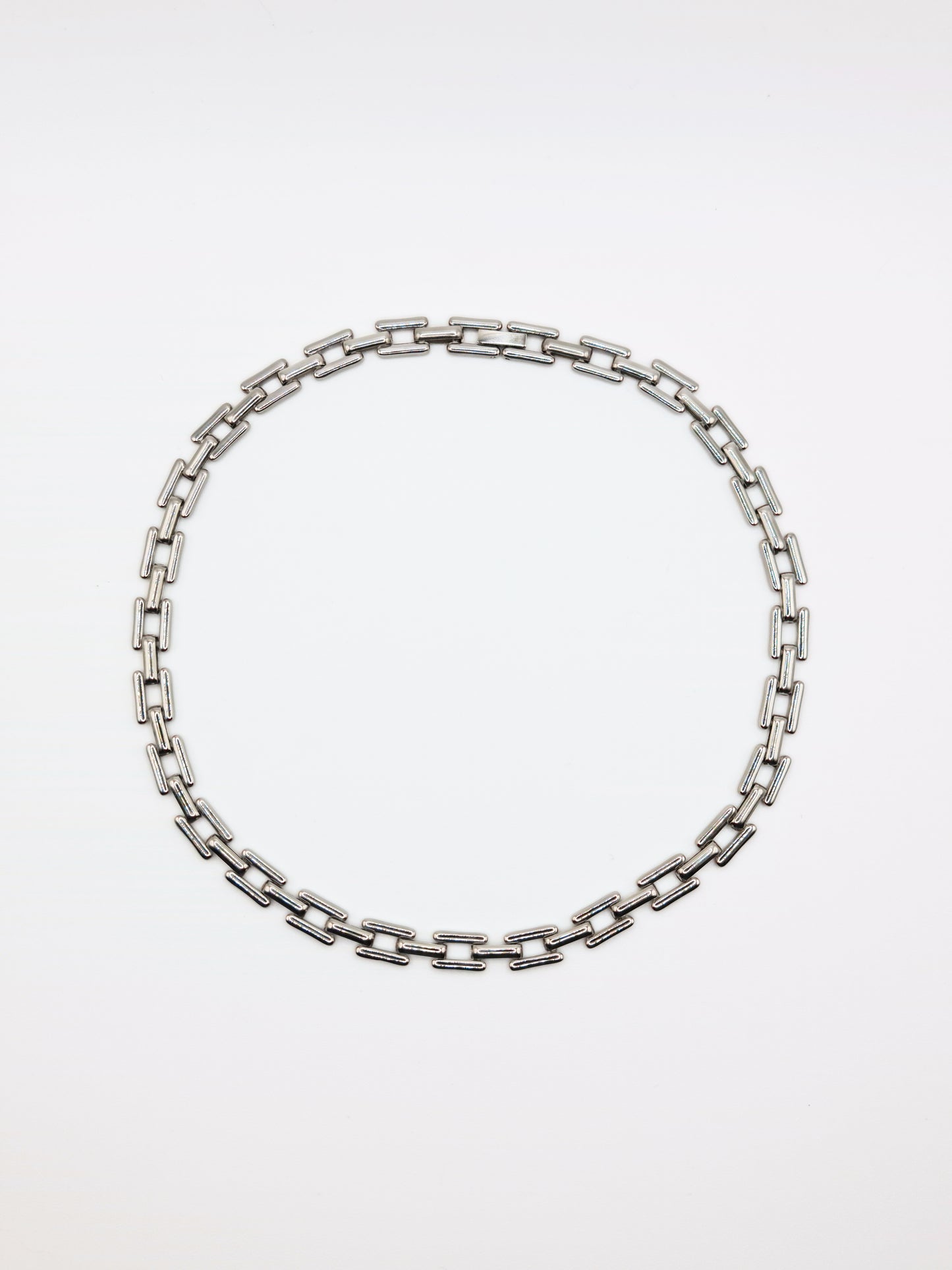 The Spencer Set Silver Finish Tarnish-Free Square Link Chain Necklace & Bracelet