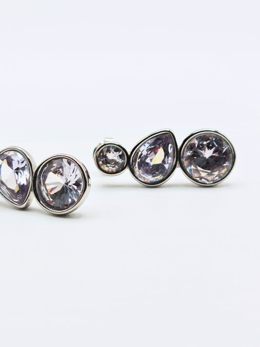 The Quartz Silver Finish Tarnish-Free Bezel Crystal Stud Earrings