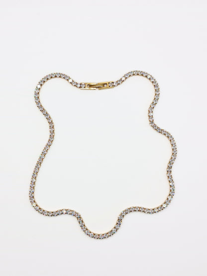 The Tory 18k Gold Plated Tarnish-Free Cubic Zirconia Crystal Tennis Chain Necklace