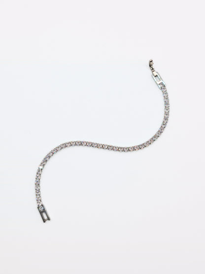 The Tory Set Silver Finish Tarnish-Free Cubic Zirconia Crystal Tennis Chain Necklace & Bracelet