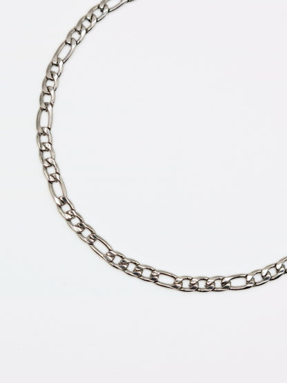 The Felix Set Silver Finish Tarnish-Free Figaro Chain Necklace & Bracelet