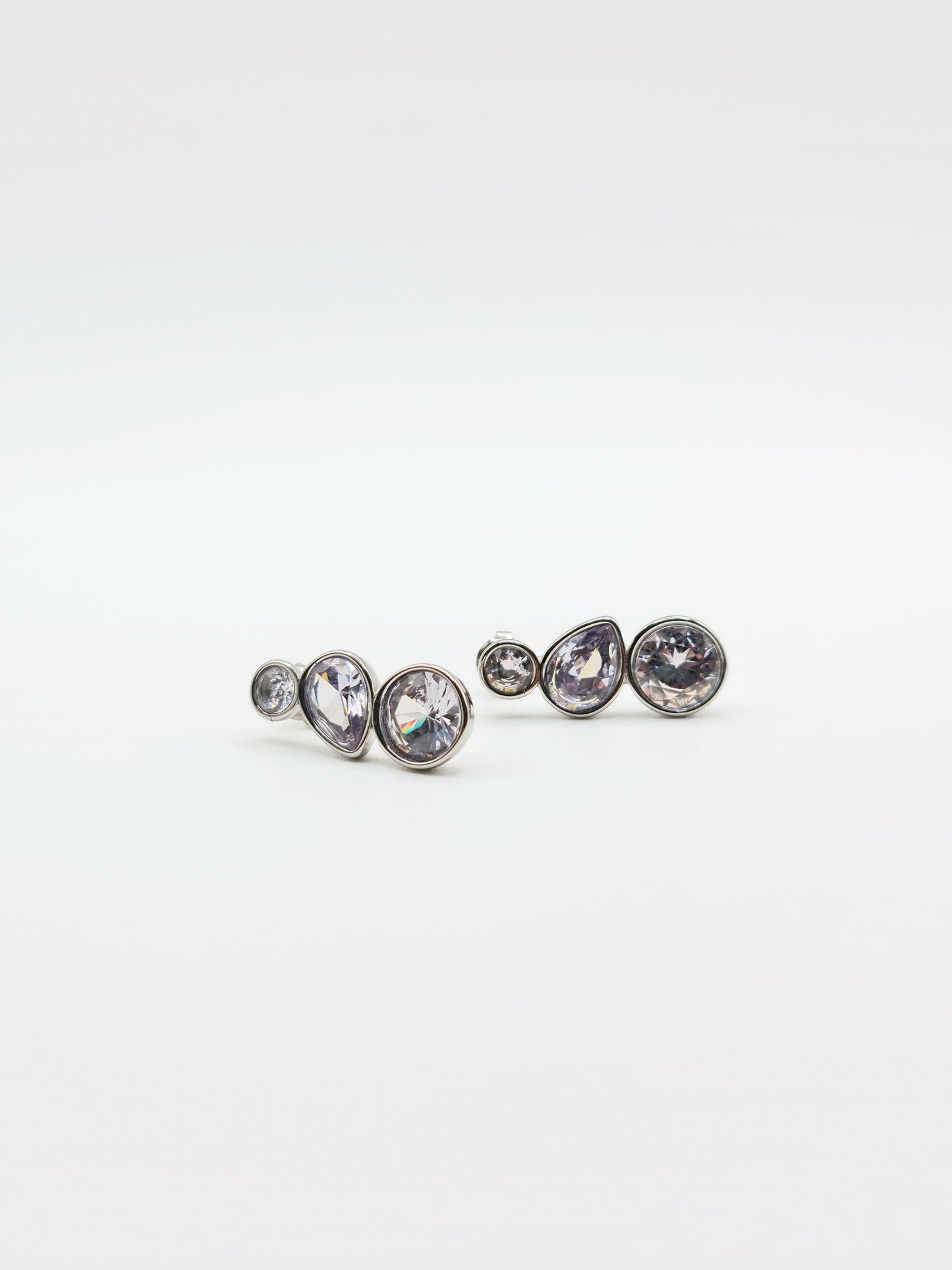 The Quartz Silver Finish Tarnish-Free Bezel Crystal Stud Earrings