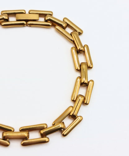The Spencer Set 18k Gold Plated Tarnish-Free Square Link Chain Necklace & Bracelet