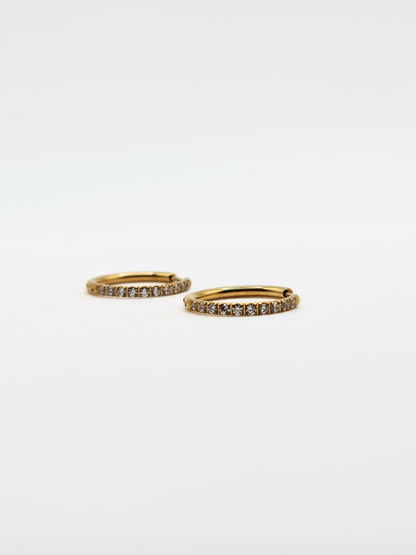 The Alaia Essentials 18k Gold Plated Tarnish-Free Crystal Pave Hoop Earrings in 16mm