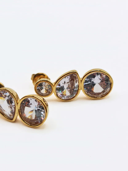 The Quartz 18k Gold Plated Tarnish-Free Bezel Crystal Stud Earrings