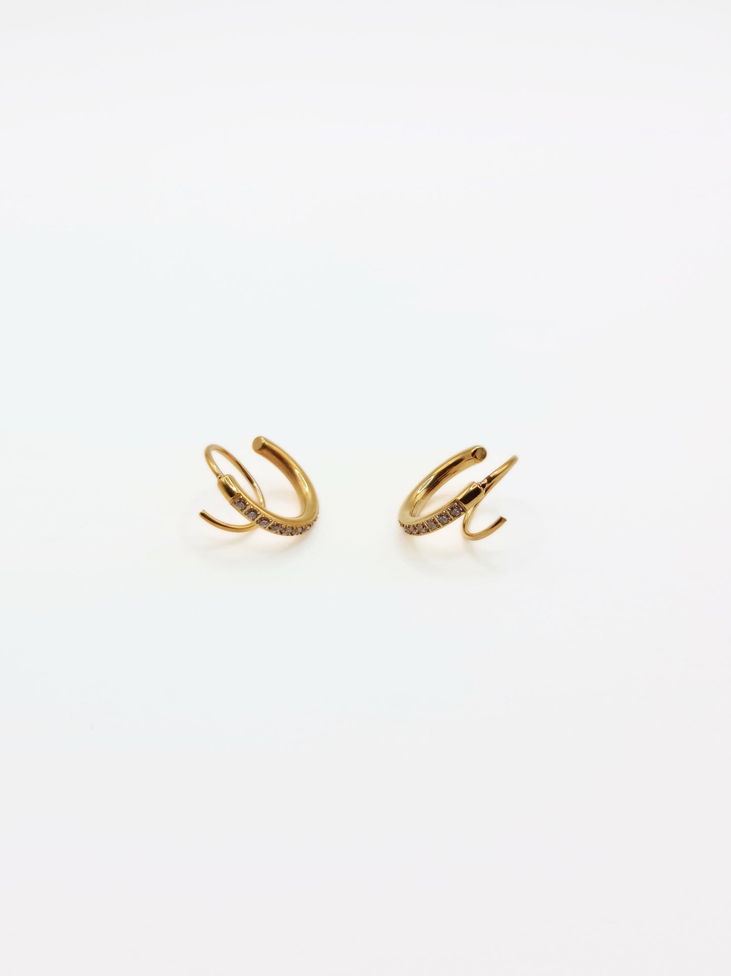 The Spiral 18k Gold Plated Tarnish-Free Crystal Pave Double Hoop Earrings