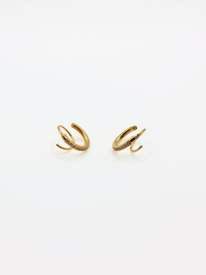 The Spiral 18k Gold Plated Tarnish-Free Crystal Pave Double Hoop Earrings