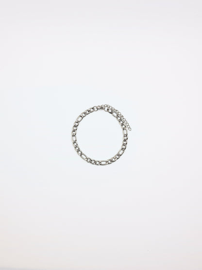 The Felix Set Silver Finish Tarnish-Free Figaro Chain Necklace & Bracelet