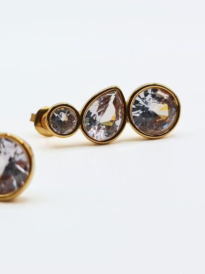 The Quartz 18k Gold Plated Tarnish-Free Bezel Crystal Stud Earrings