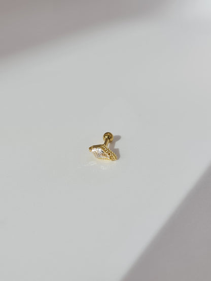 The Jordan 18k Gold Plated Titanium Steel Cubic Zirconia Diamond Cut Dagger Cartilage Lobe Single Piercing Stud Earring.