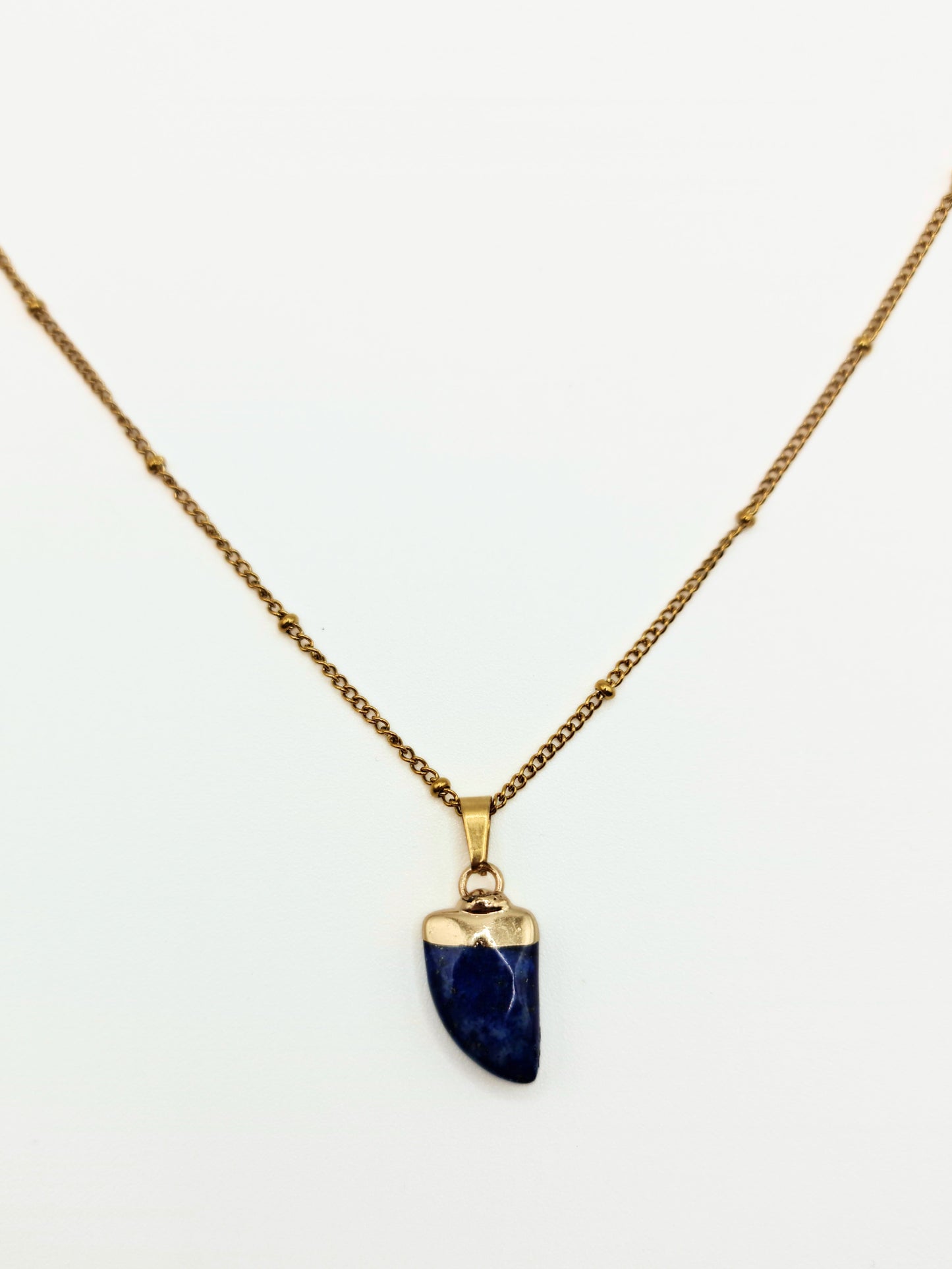 The Talisman Collection Lapis Lazuli Natural Stone 18k Gold Plated Semi Precious Horn Pendant Necklace