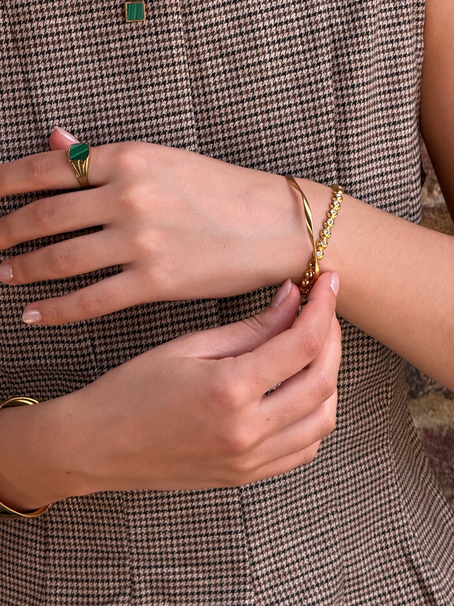 The Talisman Collection 18k Gold Plated Tarnish-Free Beaded Crystal  Bangle Bracelet