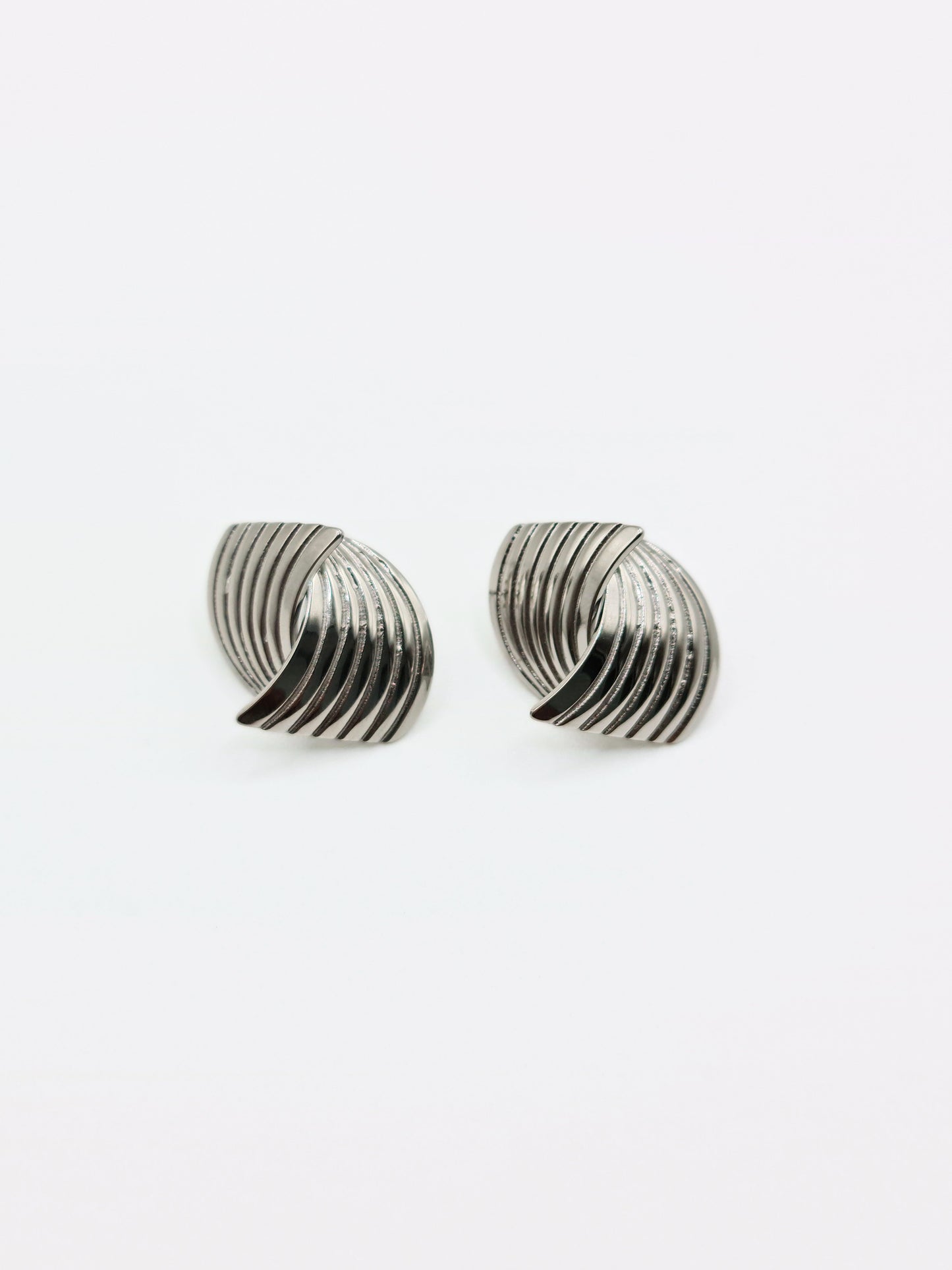 The Curlew Silver Finish Tarnish-Free Statement Crossover Stud Earrings
