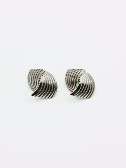 The Curlew Silver Finish Tarnish-Free Statement Crossover Stud Earrings