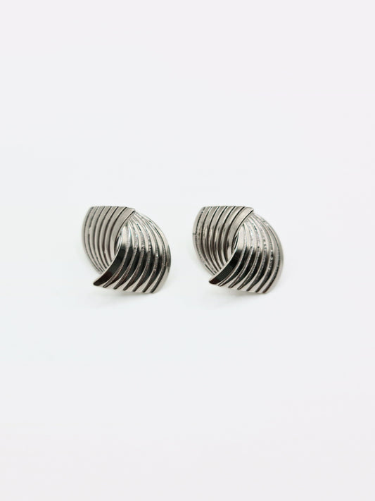 The Curlew Silver Finish Tarnish-Free Statement Crossover Stud Earrings