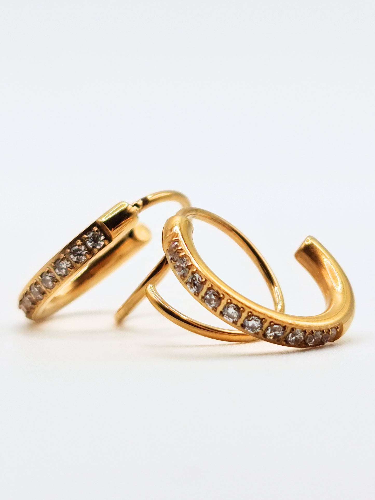 The Spiral 18k Gold Plated Tarnish-Free Crystal Pave Double Hoop Earrings