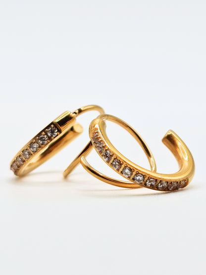 The Spiral 18k Gold Plated Tarnish-Free Crystal Pave Double Hoop Earrings