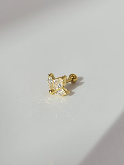 The Blake 18k Gold Plated Titanium Steel Cubic Zirconia Cluster Cartilage Lobe Stud Earring.