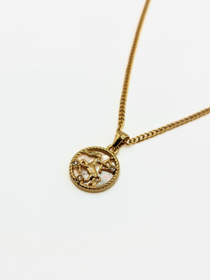 The Blair Sagittarius 18k Gold Plated Stainless Steel Zodiac Starsign Pearlescent Necklace.
