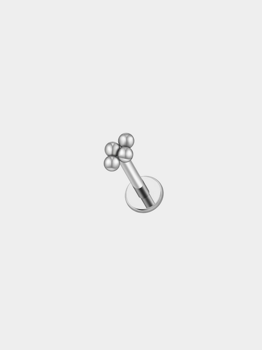 The Talisman Collection Silver Finish Tarnish-Free Beaded Single Cartilage & Lobe Piercing Stud