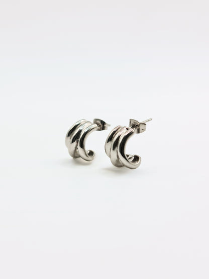 The Triad Silver Finish Tarnish-Free Triple Stud Earrings