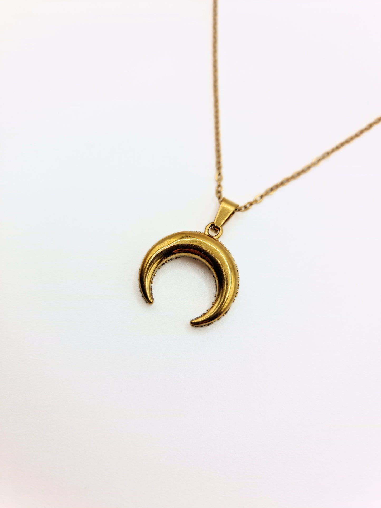 The Talisman Collection 18k Gold Plated Crystal Horn Moon Pendant Necklace