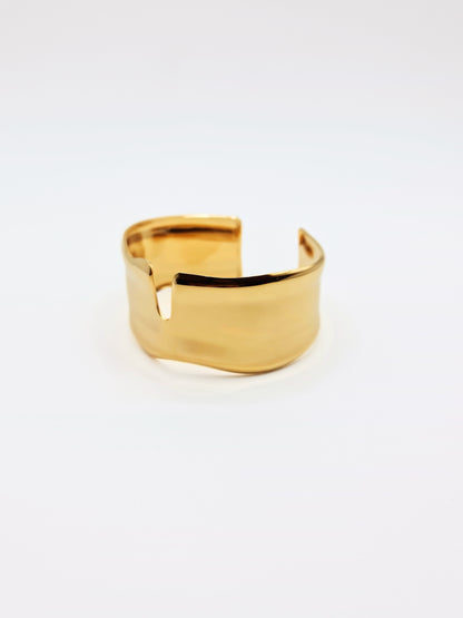 The Talisman Collection 18k Gold Plated Stainless Steel Chipped Molten Cuff Bracelet