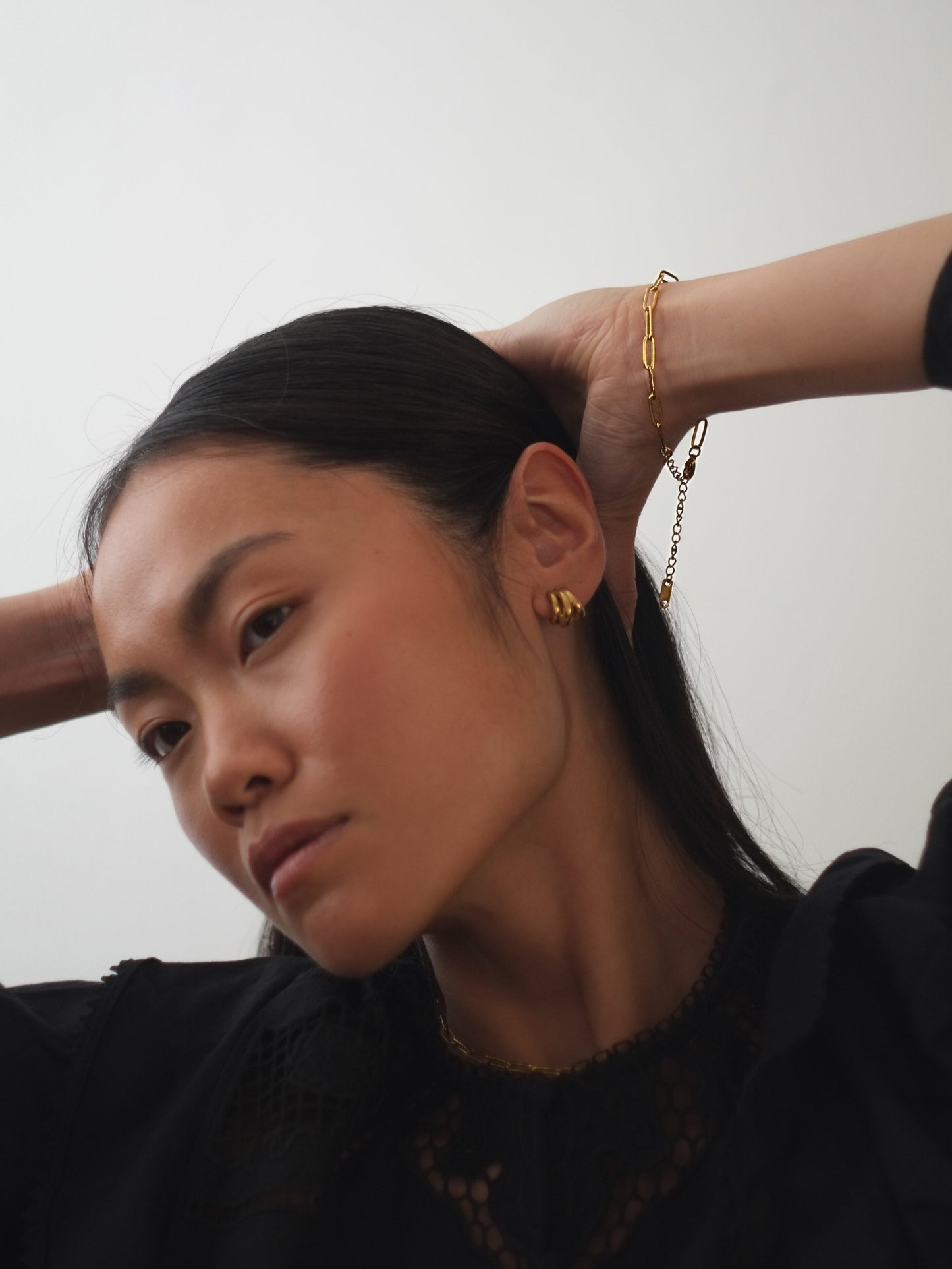 The Poppy Set 18k Gold Plated Tarnish-Free Paperclip Chain Necklace & Bracelet
