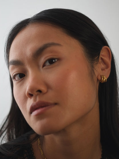 The Triad 18k Gold Plated Tarnish-Free Triple Stud Earrings