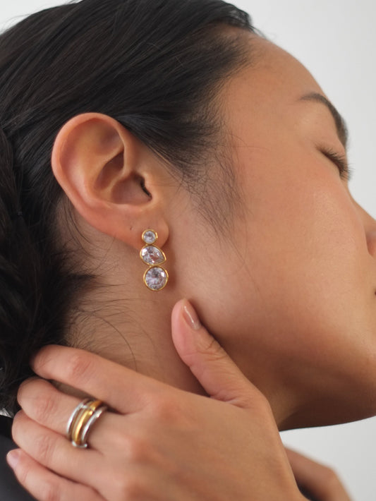 The Quartz 18k Gold Plated Tarnish-Free Bezel Crystal Stud Earrings