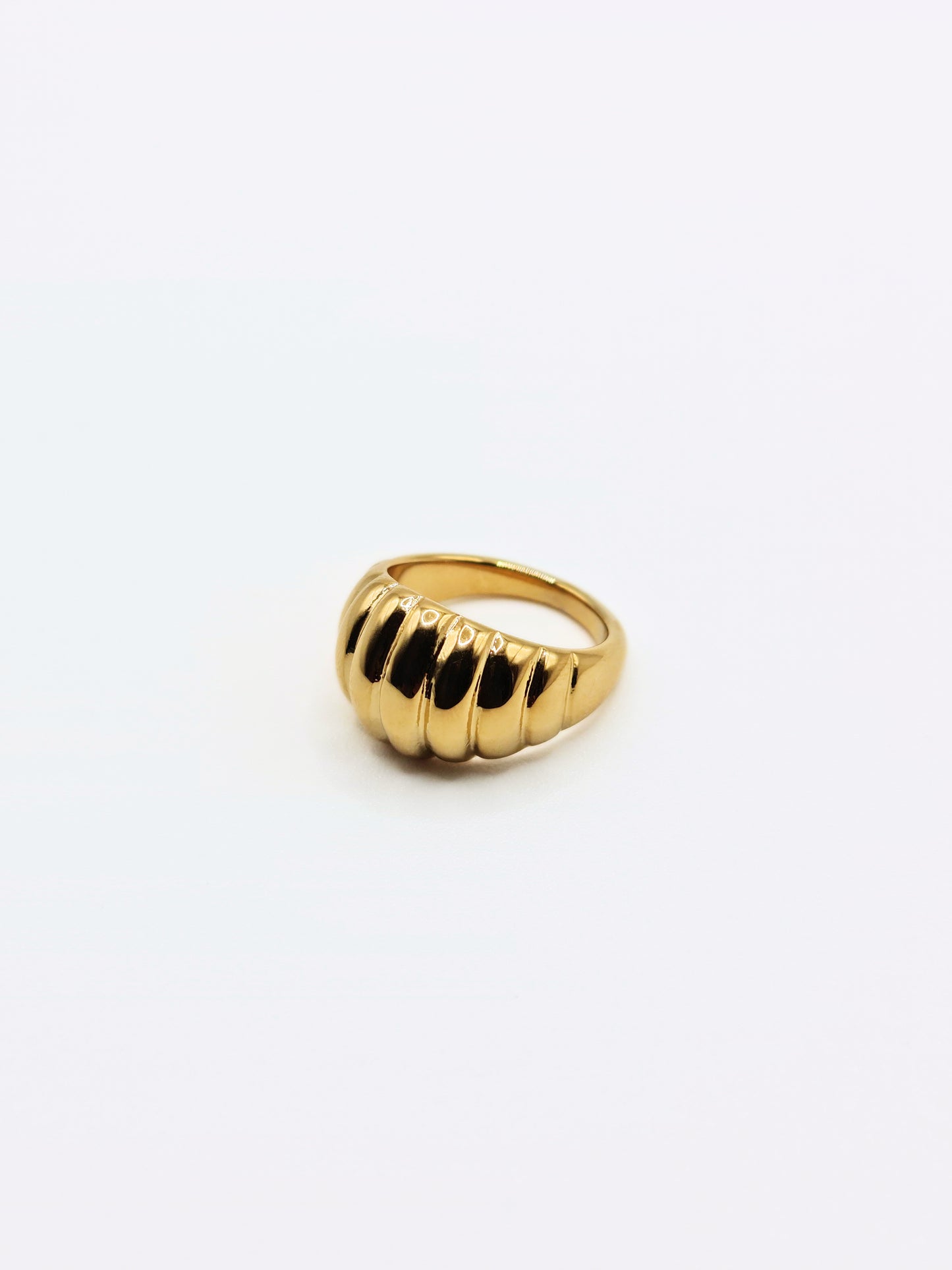 The Pendour 18k Gold Plated Tarnish-Free Ridged Dome Ring