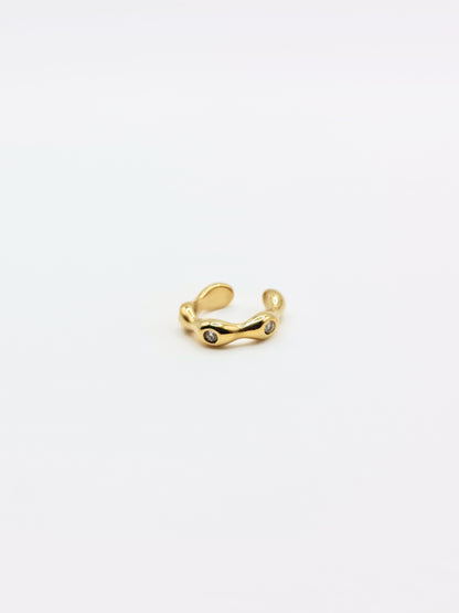 The Wave 18k Gold Plated Tarnish-Free Crystal Ear Cuff