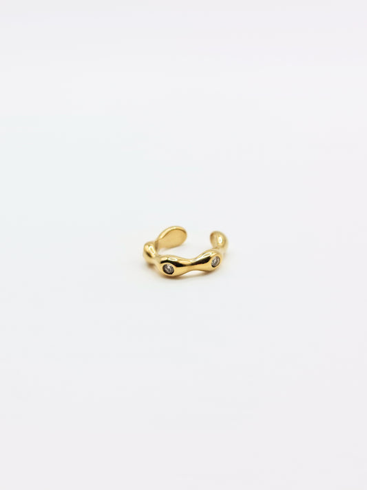 The Wave 18k Gold Plated Tarnish-Free Crystal Ear Cuff