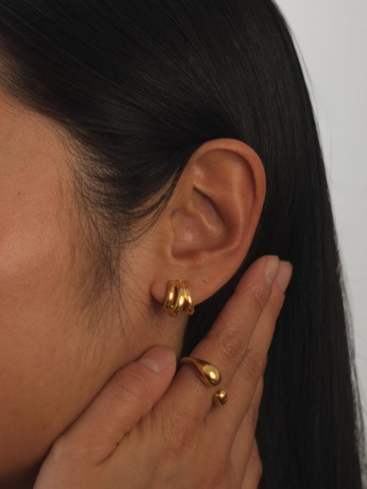 The Triad 18k Gold Plated Tarnish-Free Triple Stud Earrings
