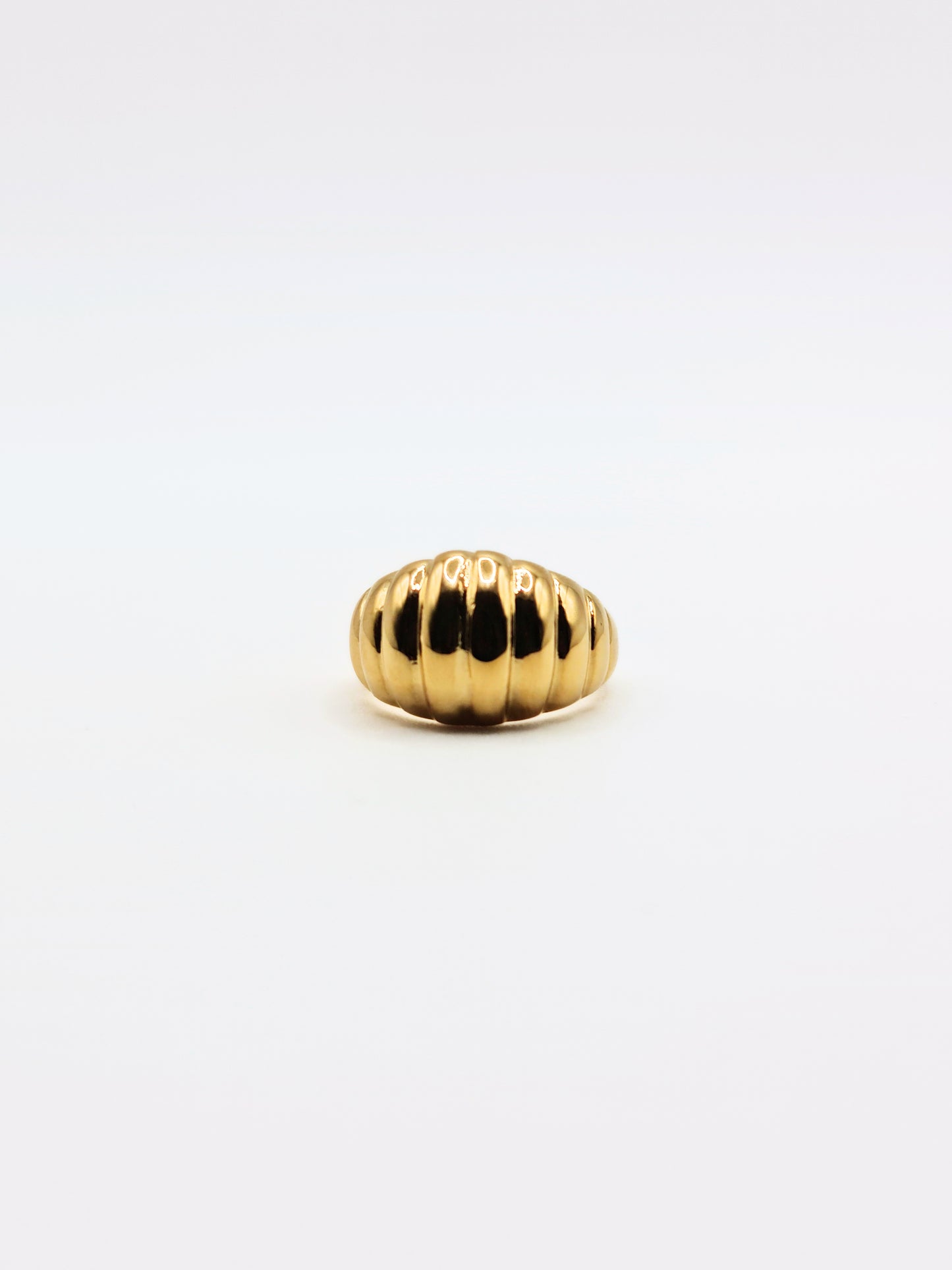 The Pendour 18k Gold Plated Tarnish-Free Ridged Dome Ring