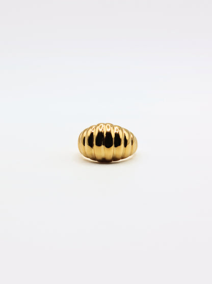 The Pendour 18k Gold Plated Tarnish-Free Ridged Dome Ring