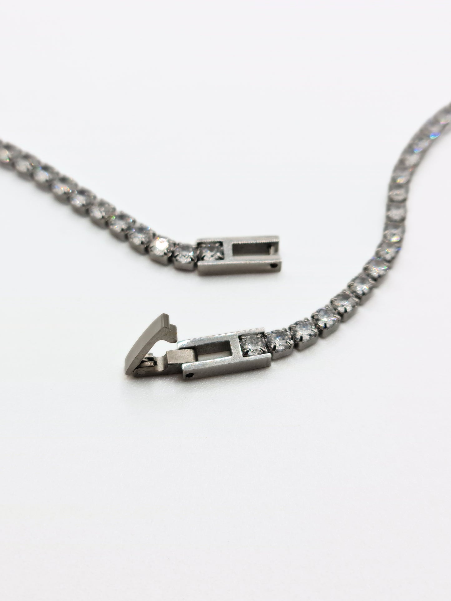 The Tory Silver Finish Tarnish-Free Cubic Zirconia Crystal Tennis Chain Necklace