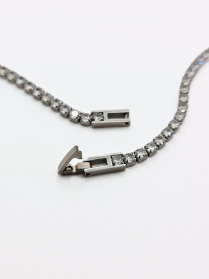 The Tory Silver Finish Tarnish-Free Cubic Zirconia Crystal Tennis Chain Necklace