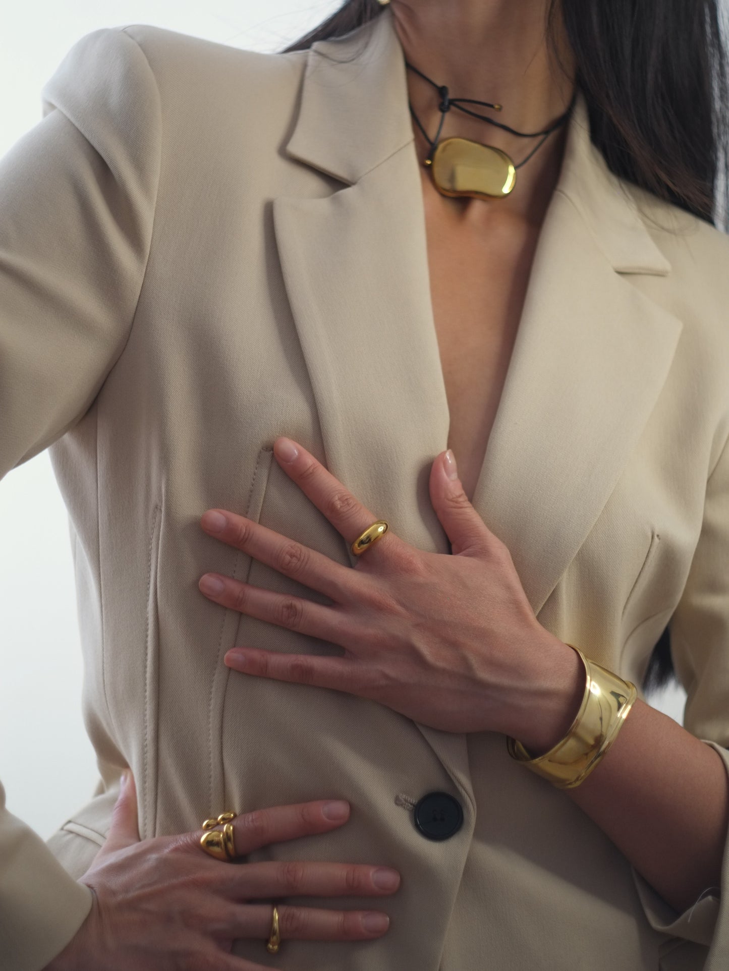 The Delphi 18k Gold Plated Stainless Steel Abstract Cuff Bracelet