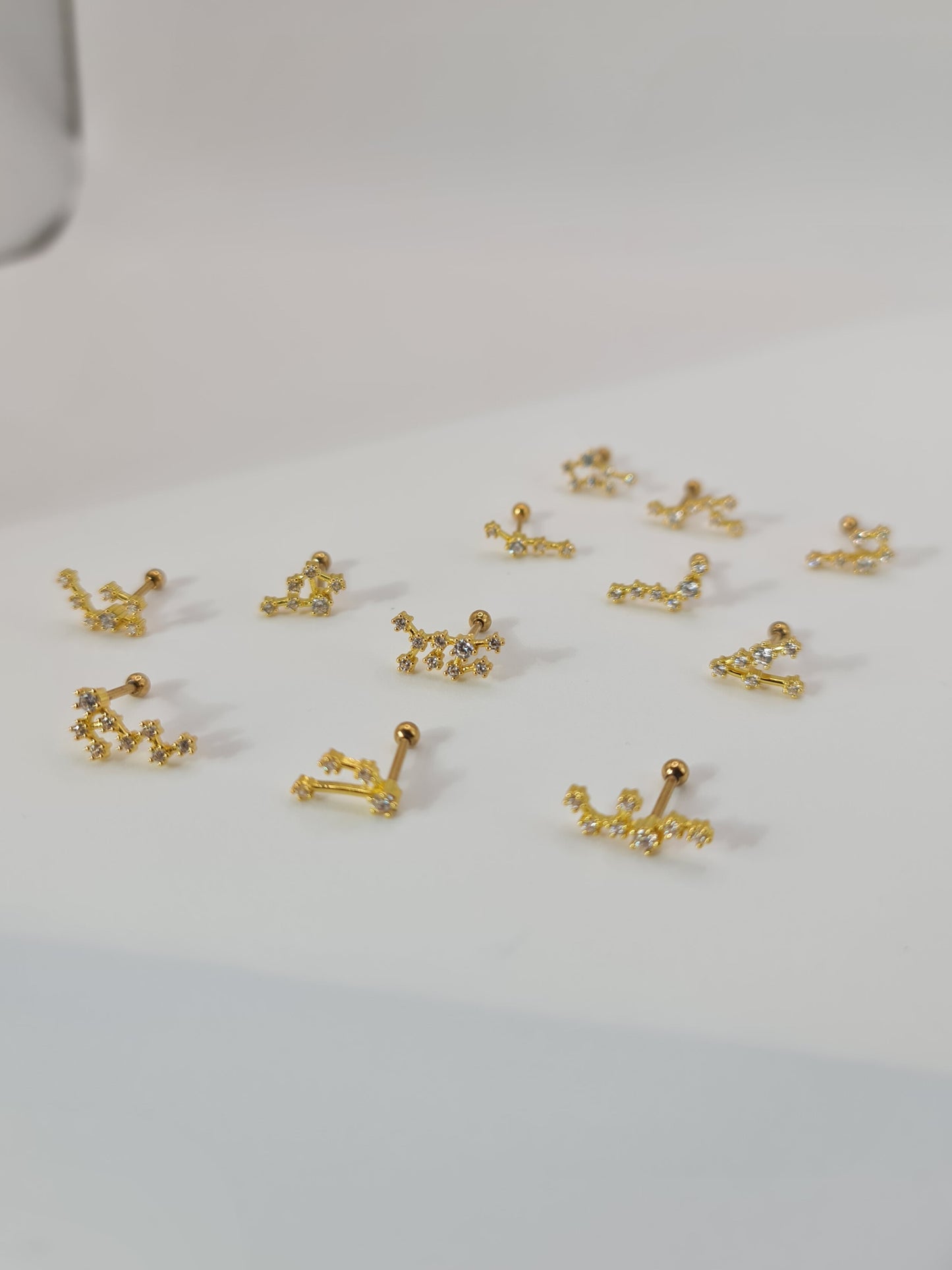 The Constellations Sagittarius 18k Gold Plated Stainless Steel Cubic Zirconia Ear Climber Zodiac Star Sign Cartilage Lobe Single Piercing Stud Earring.