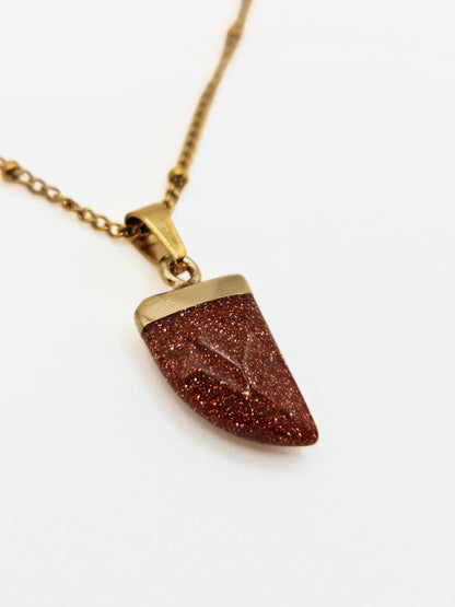 The Talisman Collection Goldstone 18k Gold Plated Semi Precious Gemstone Horn Pendant Necklace