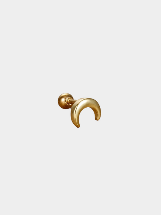The Talisman Collection 18k Gold Plated Tarnish-Free Horn Moon Single Cartilage & Lobe Piercing Stud