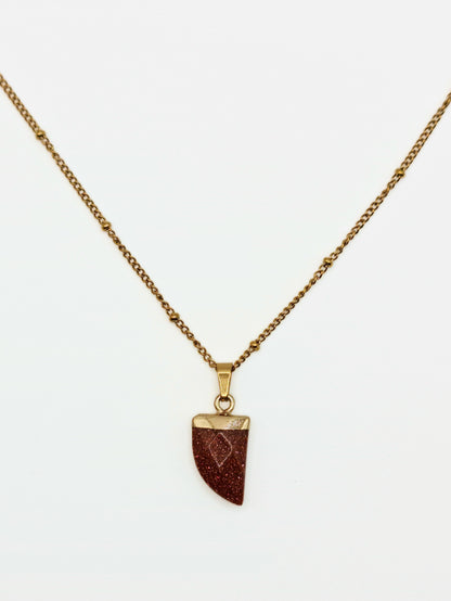 The Talisman Collection Goldstone 18k Gold Plated Semi Precious Gemstone Horn Pendant Necklace
