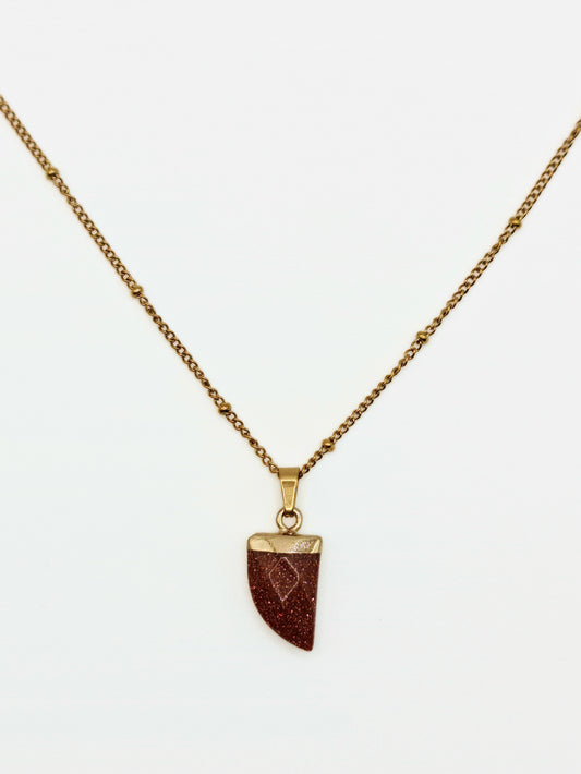The Talisman Collection Goldstone 18k Gold Plated Semi Precious Gemstone Horn Pendant Necklace