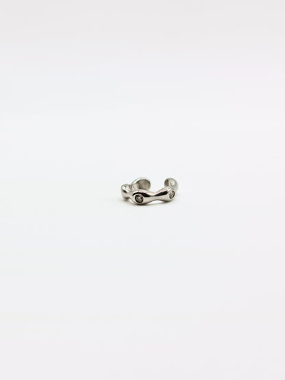The Wave Silver Finish Tarnish-Free Crystal Ear Cuff