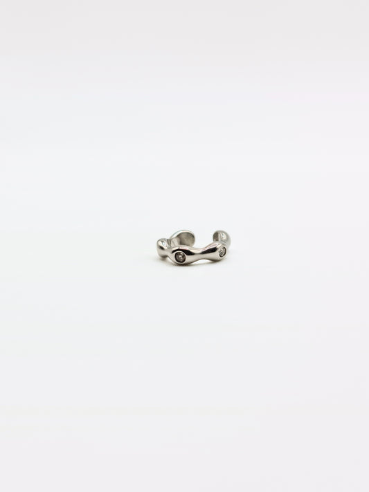 The Wave Silver Finish Tarnish-Free Crystal Ear Cuff