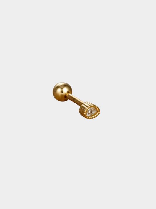 The Talisman Collection 18k Gold Plated Tarnish-Free Crystal Teardrop Single Cartilage & Lobe Piercing Stud