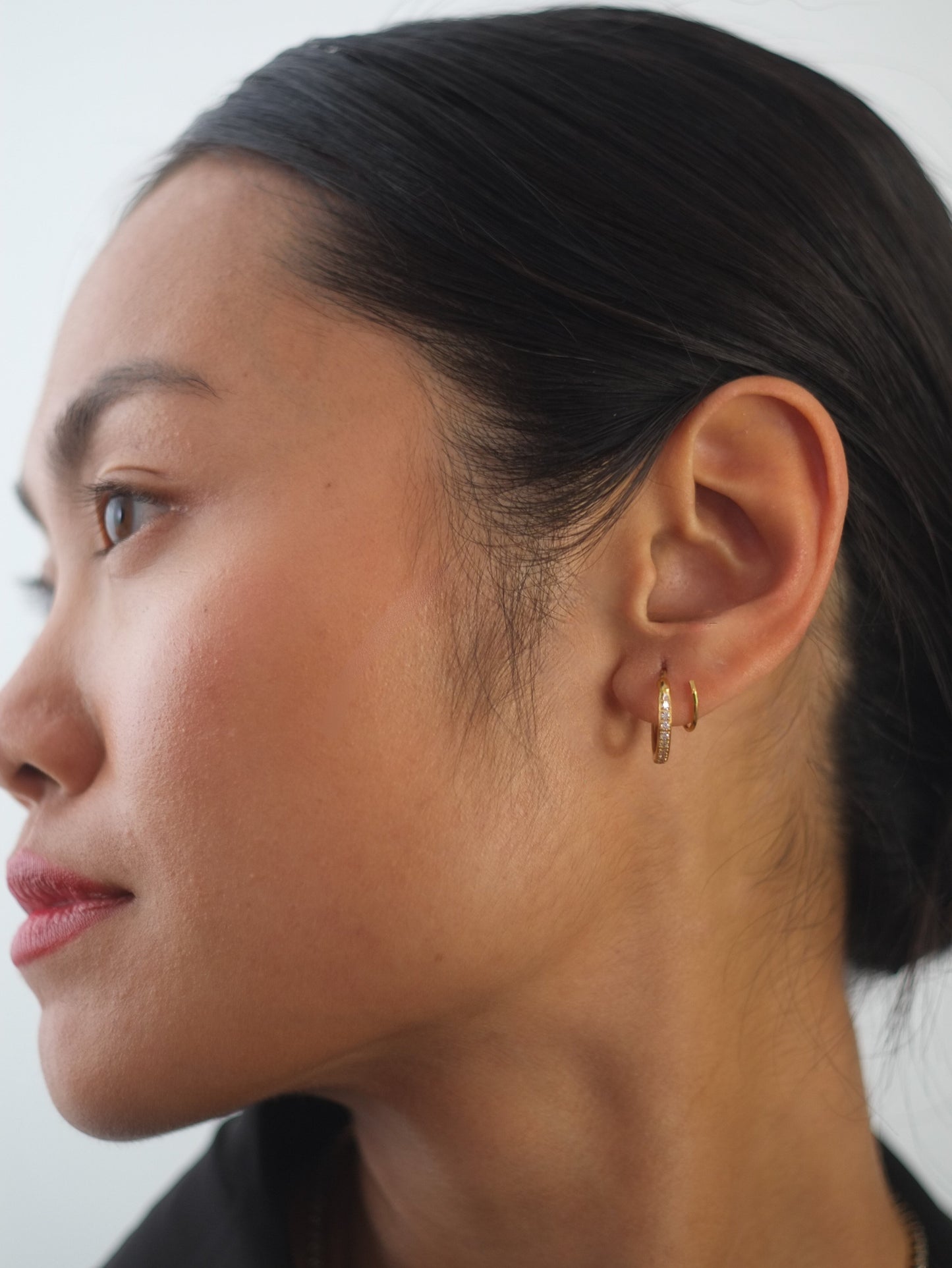 The Spiral 18k Gold Plated Tarnish-Free Crystal Pave Double Hoop Earrings